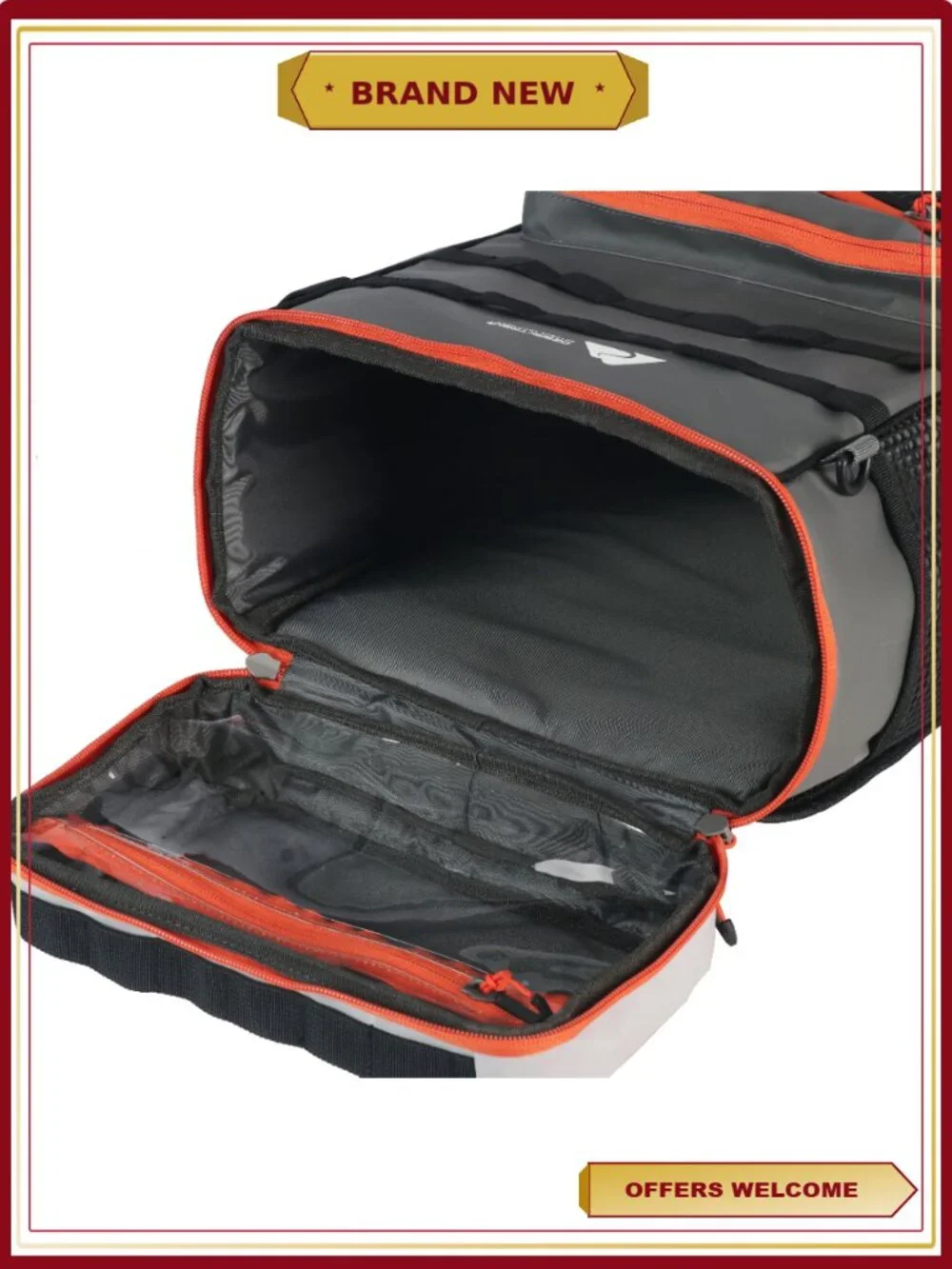 Fishing Tackle Backpack with Organizer Pockets and Trays, Grey - X-Pro 3700